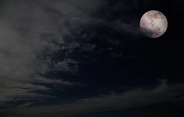 Ciel Avec Pleine Lune Nuages Fond Nocturne — Photo