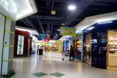 Shenzhen, China: shopping plaza interior landscape