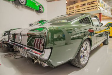 race cars in a garage