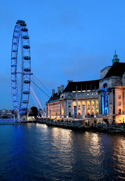 Londyńskie Oko Słynna Brytyjska Atrakcja Stołeczna — Zdjęcie stockowe