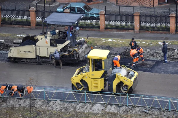 Special Equipment Repair Roads Bulldozer Asphalt Spreade — Stock Photo, Image