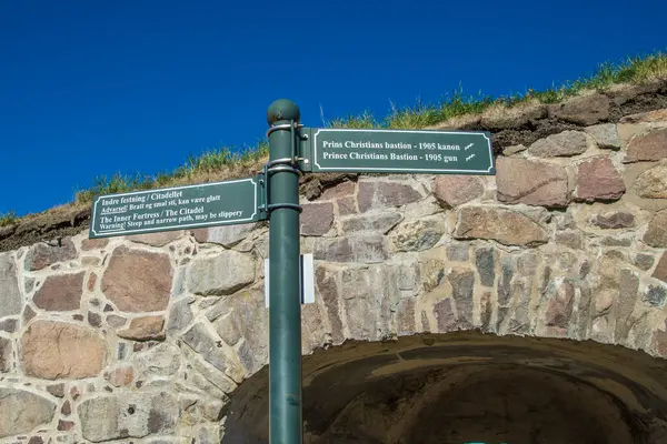 Detalles Del Muro Cortina Norte Fortaleza Fredriksten Signos — Foto de Stock