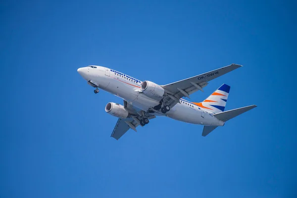 Jet Volant Dans Ciel Bleu Avion Thème Aéroport — Photo