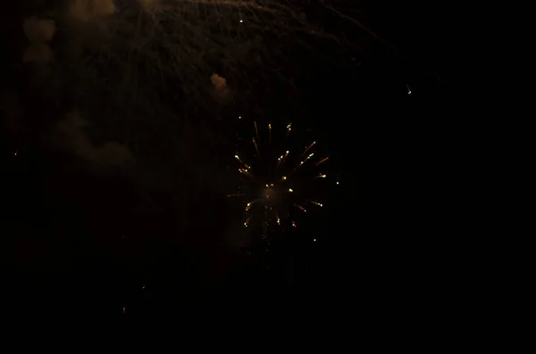 Beautiful Festive Fireworks Night Sky — Stock Photo, Image