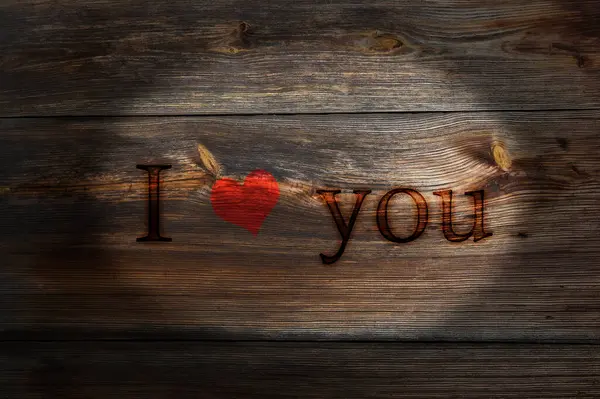 Старая Доска Надписью Love You День Святого Валентина — стоковое фото