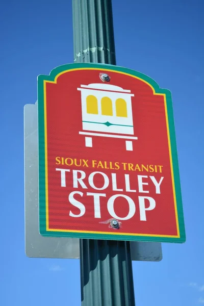 Sioux Falls Trolley Stop Sign — Stock Photo, Image