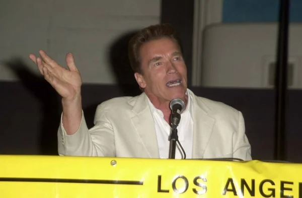 Arnold Schwarzenegger Geeft Een Interview Los Angeles Comic Book Science — Stockfoto