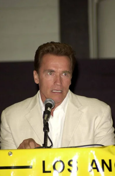Arnold Schwarzenegger Udziela Wywiadu Los Angeles Comic Book Konwencja Science — Zdjęcie stockowe
