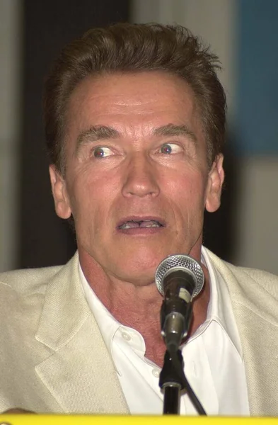 Arnold Schwarzenegger Los Angeles Képregény Sci Konferencián Terminátor Emelkedik Gépek — Stock Fotó