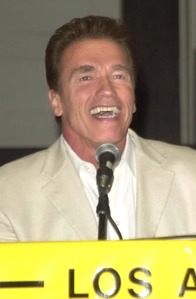 Arnold Schwarzenegger Konwencji Komiksów Science Fiction Los Angeles Terminator Powstanie — Zdjęcie stockowe
