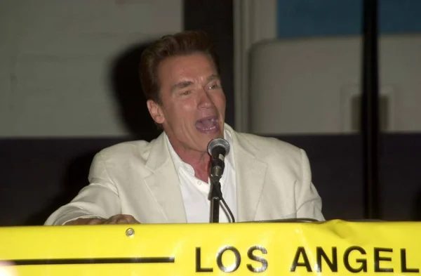 Arnold Schwarzenegger Konwencji Komiksów Science Fiction Los Angeles Terminator Powstanie — Zdjęcie stockowe