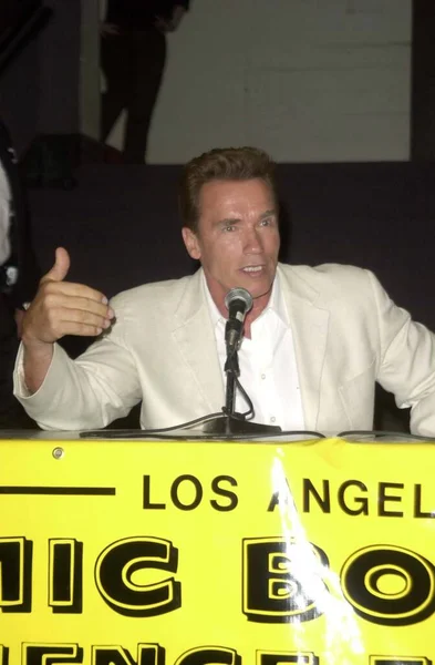 Arnold Schwarzenegger Konwencji Komiksów Science Fiction Los Angeles Terminator Powstanie — Zdjęcie stockowe