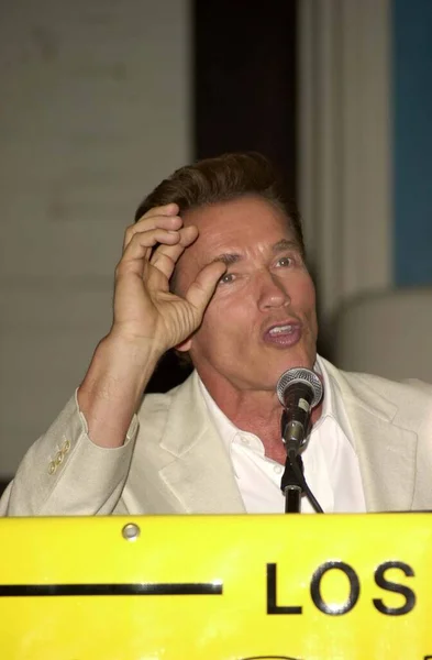 Arnold Schwarzenegger Los Angeles Képregény Sci Konferencián Terminátor Emelkedik Gépek — Stock Fotó