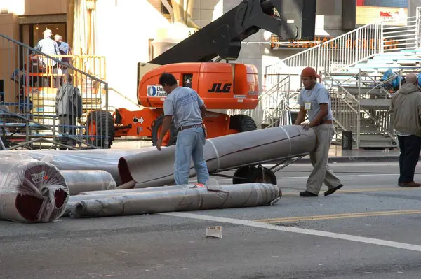 Work Crews Break Oscar Red Carpet Area Arrivals Were Cancelled — Stock Photo, Image