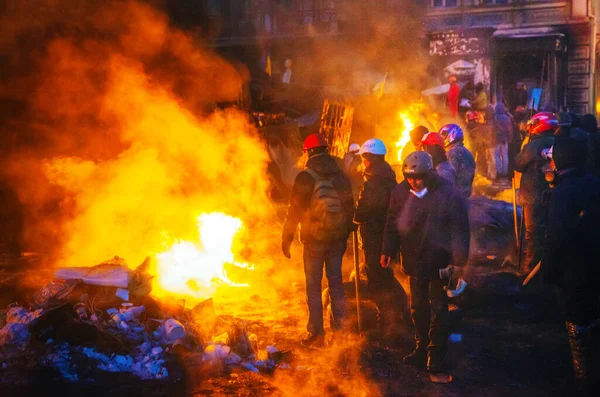 Barricade Protesters Hrushevskogo Street Kyiv Ukraine — Photo