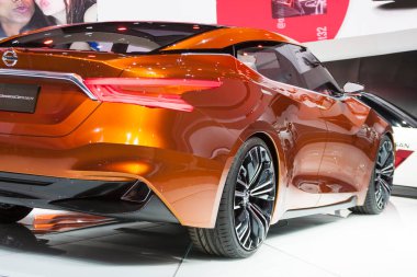Nissan Spor Sedan konsepti Kuzey Amerika Uluslararası Otomobil Fuarı 'nda 26 Ocak 2014' te Detroit 'te. lüks araba sergisi 