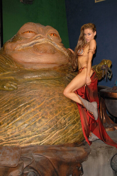 Burbank, USA - July 16, 2010: Paula Labaredas at the Slave Leia day tour and photo shoot with Jabba the Hutt, featuring members of LeiasMetalBikini.com and CelebrityCosplay.com, Gentle Giant Studios, Burbank, CA