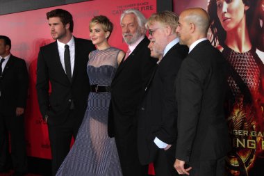 Liam Helmsworth, Jennifer Lawrence, Donald Sutherland, Philip Seymour Hoffman, Stanley Tucciat 