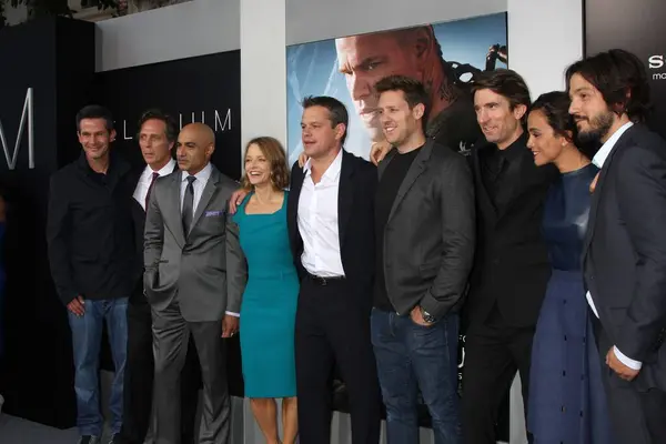 stock image Simon Kinberg, William Fichtner, Faran Tahir, Jodie Foster, Matt Damon, Neill Blomkamp, Sharlto Copley, Alice Braga, Diego Lunaat the 