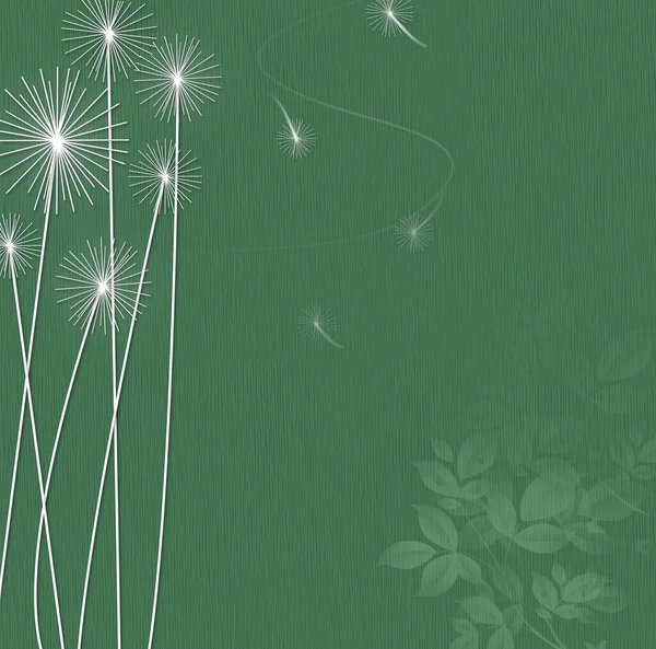 Dandelions Fundo Verde Imagem Colorida — Fotografia de Stock