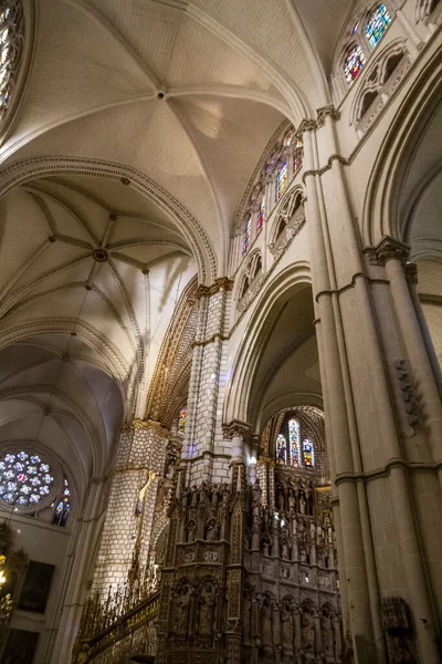 Majestatyczne Wnętrze Katedry Toledo Hiszpania Deklarowany Świat — Zdjęcie stockowe