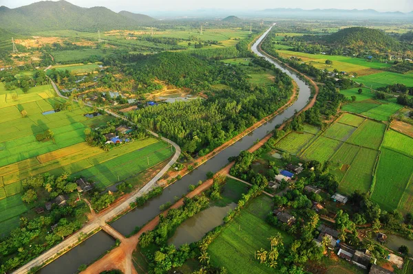 Vista Panorâmica Campo Arroz Tailândia — Fotografia de Stock
