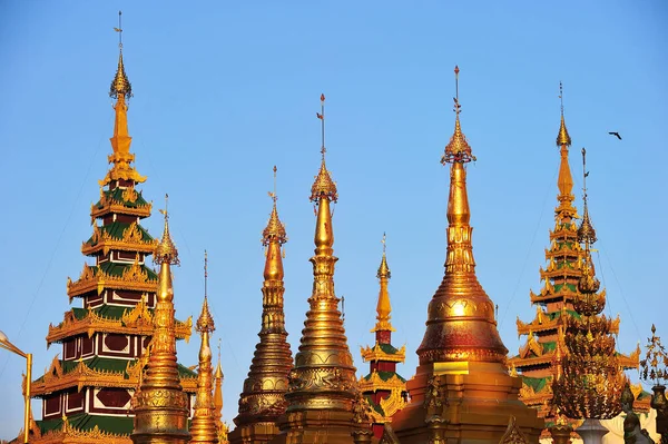 Shwedagon Goldene Pagode Der Dämmerung Yangon Myanmar — Stockfoto
