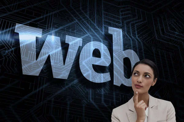Web Tegen Futuristische Zwarte Blauwe Achtergrond — Stockfoto