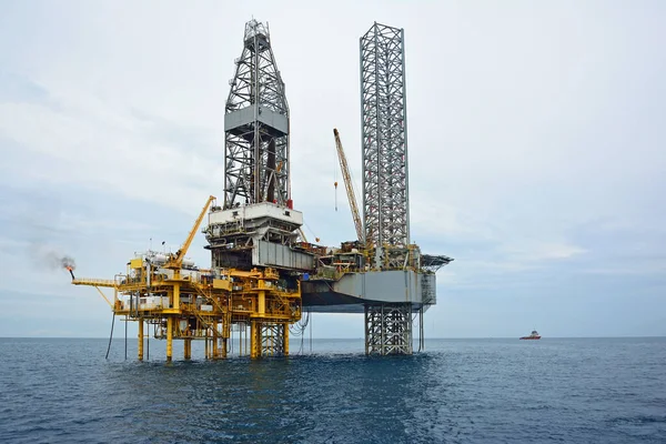 Offshore Oil Rig Early Morning Gulf Thailand — Stok fotoğraf
