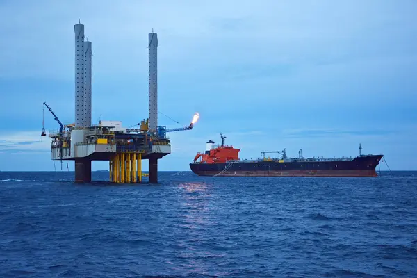 Offshore Oil Rig Early Morning Gulf Thailand — Fotografia de Stock