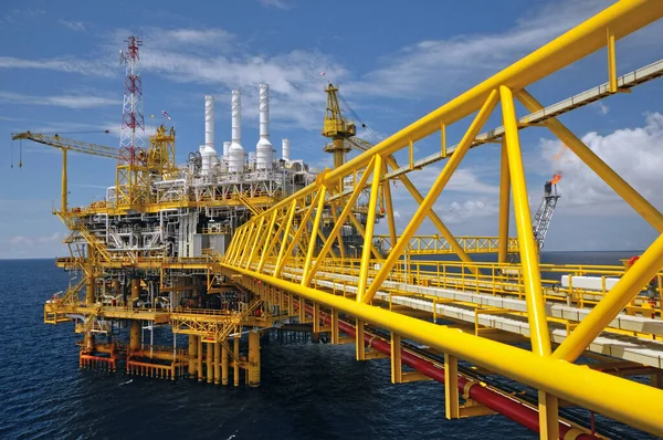 Gas Flare Sulla Piattaforma Piattaforma Petrolifera Nel Golfo Della Thailandia — Foto Stock