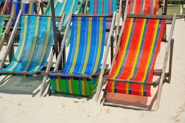 Colorful Deck Chairs Beach Sunny Day Pattaya Thailand — Stock Photo, Image