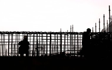 Sihouette Construction work black and white