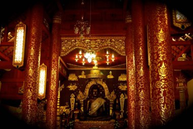 black buddha in the temple 