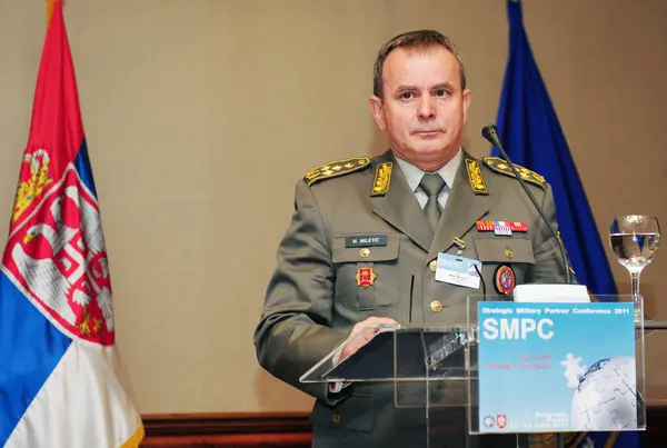 Belgrade Serbia June Chief Saf General Miloje Miletic Speaks Nato — Stock Photo, Image