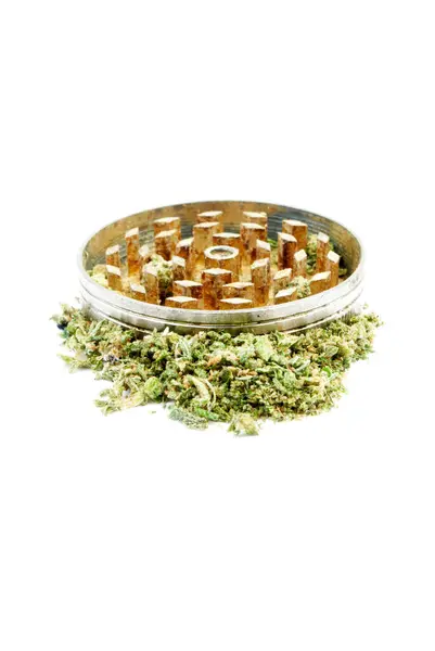 Marijuana Glass Bowl White Background — Stock Photo, Image