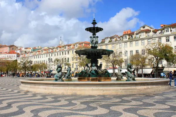 Rossio Plein Stad Lissabon Portugal — Stockfoto