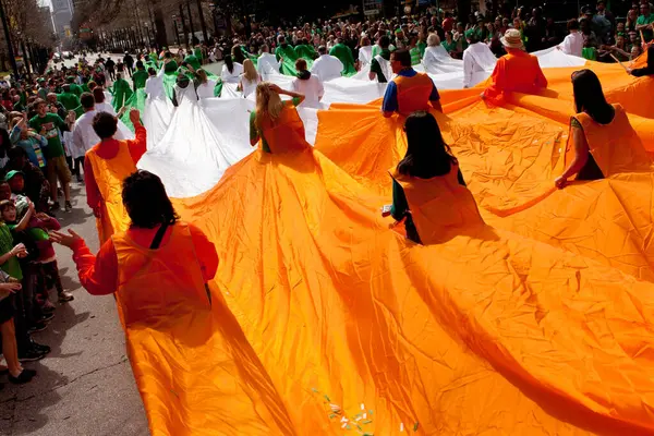 Human Flag Ireland Navigates Atlanta Patrick Parade — Stock fotografie