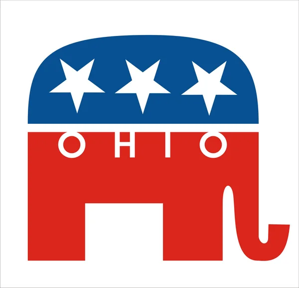 オハイオ州の言葉でアメリカの象の形をした旗 — ストック写真
