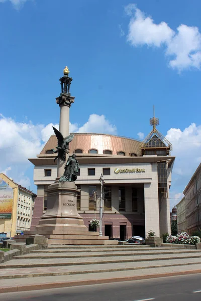 Monumento Del Poeta Polaco Adam Mickiewicz Lviv — Foto de Stock
