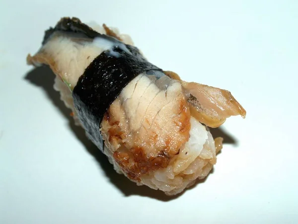 Colagem Comida Japonesa Saboroso Conceito Frutos Mar Japoneses — Fotografia de Stock