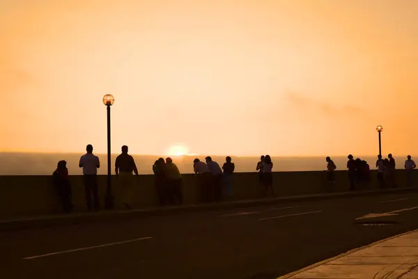 Regarder Coucher Soleil Sur Océan Miraflores Lima Pérou — Photo