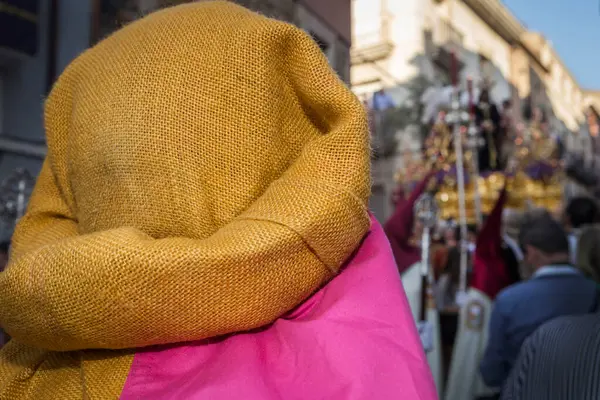 Gruppo Costaleros Durante Una Processione Della Settimana Santa Andalusia — Foto Stock