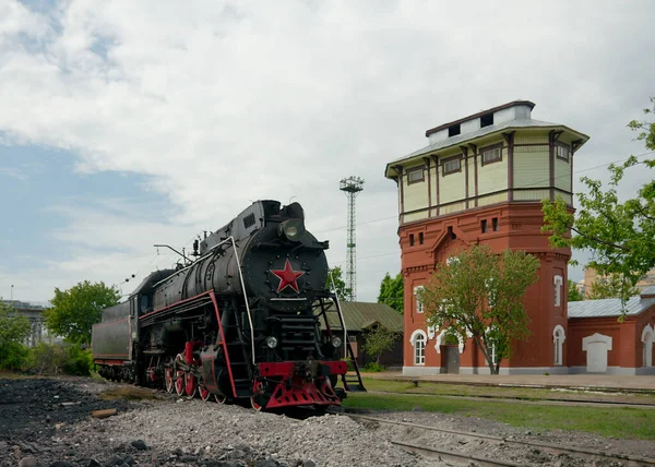 0283 Steam Locomotive Water Tower Moscow Russia — Stock Photo, Image