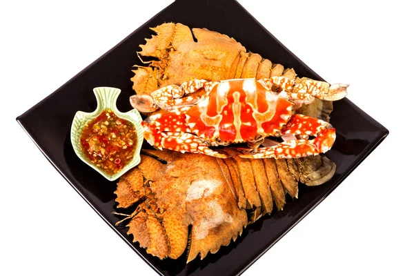 蒸的芒特虾和海蟹与海鲜酱 — 图库照片