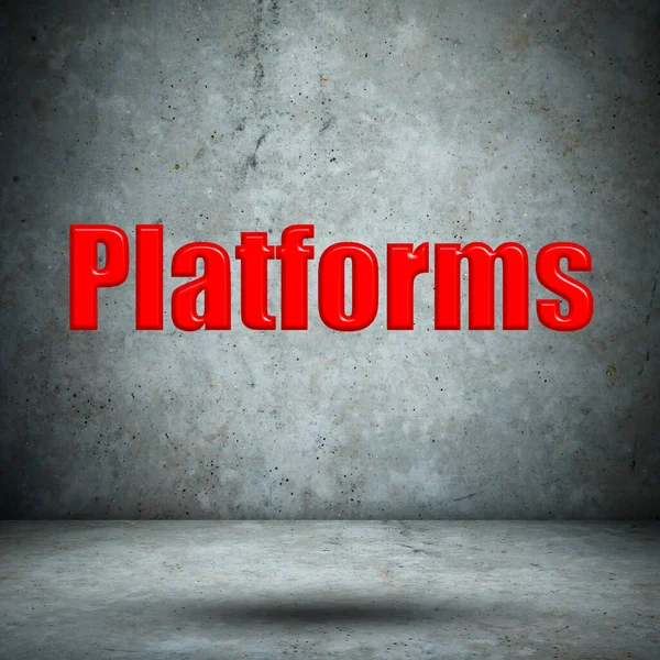 Platforms Word Concrete Wall — Stock Photo, Image