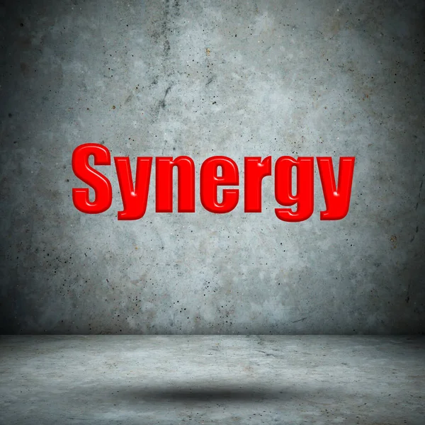 Synergy Word Concrete Wall — Stock Photo, Image