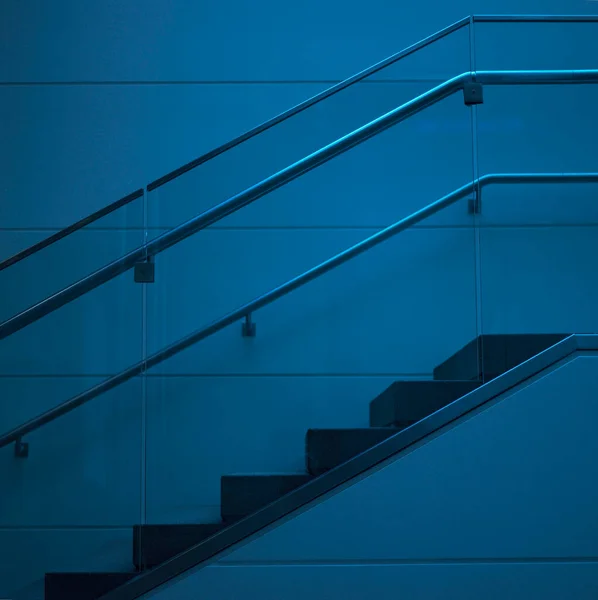 Modern Staircase Blue Wall — Stock Photo, Image