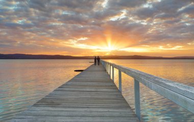 Sunset at Long Jetty. Beautiful nature background clipart