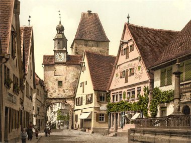 Archway ve Tower, Rothenburg, Almanya